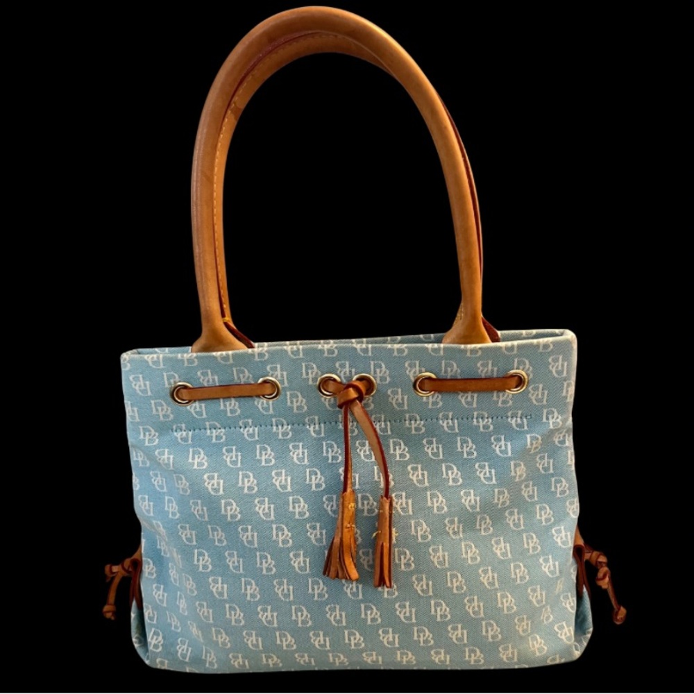 Vintage Dooney & Bourke Blue and Tan Mini Bag